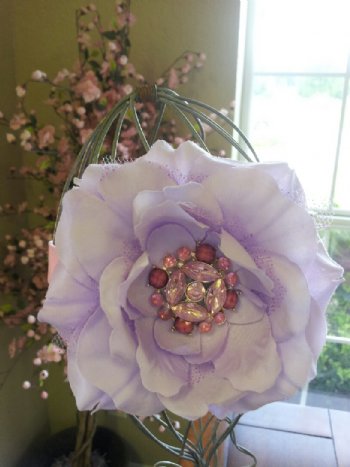 Lilac Flower Headband with Crystal Center
