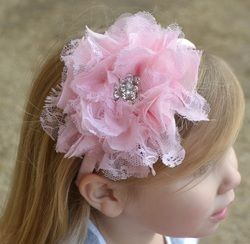 Light Pink Chiffon & Lace Headband