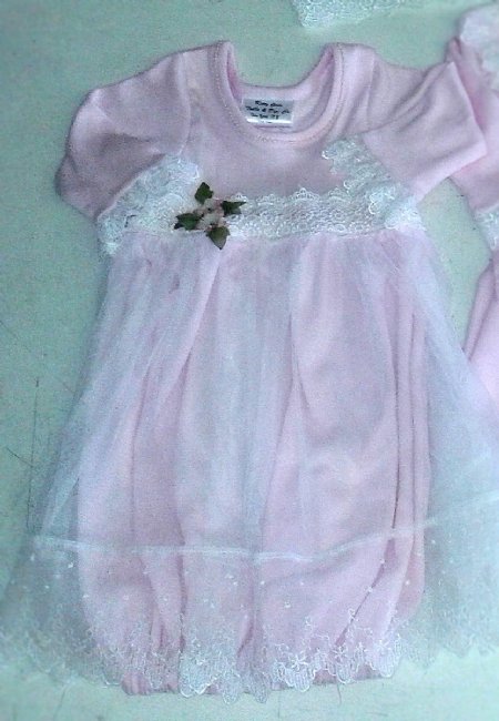 Heirloom Baby Pink Gown & Cap Set<BR>Now in Stock