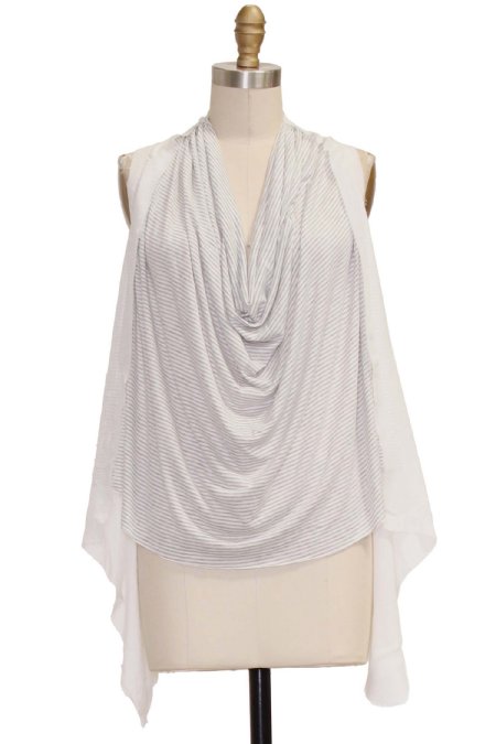 Women's White Sleeveless Knit Cowl Neck Top<BR>Now in Stock
