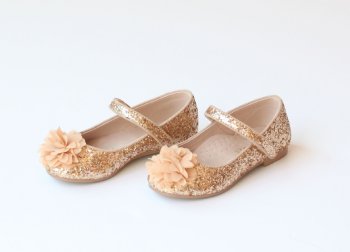 Gold Glitter Mary Jane Shoes<BR>Size 5 to Youth 4<BR>Now in Stock