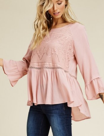 Women's Sweet and Soft Ruffle Hem Tunic<BR>Now in Stock