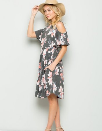 Women's Floral in Grey Dress<BR>Now in Stock