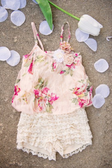 Girls Lacy Rose Bubble Top & Short Set<br>12 Months to 6X<BR>Now in Stock
