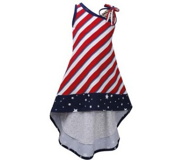 Girls 4th of July Stars  Stripes Maxi Dress 4 to 6 Years