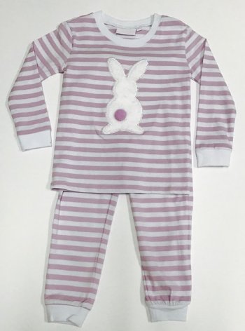 Girls Lavender Stripes Bunny Pajama Set<BR>12 Months to 10 Years<BR>Now in Stock