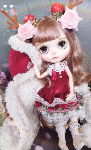 Blythe Doll Vintage Christmas Dress Set