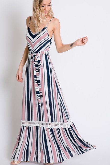Women's Stripe Maxi with Lace Detail Now in Stock