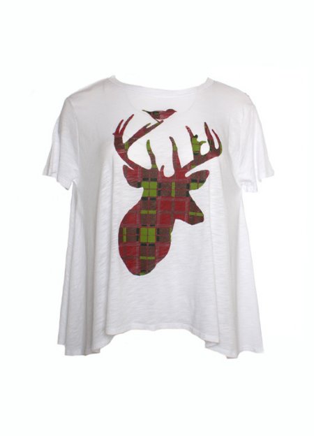 Judith March Plaid Deer Top<BR>Now in Stock