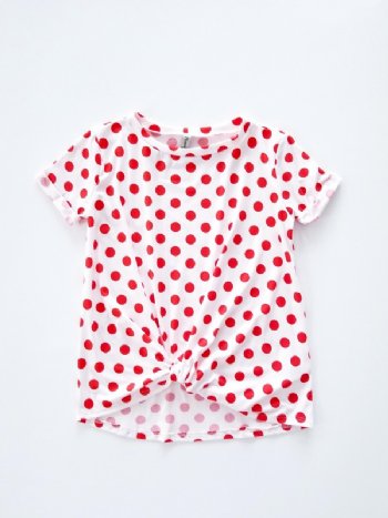 Girls Red Minnie Dots Knot Top<BR>Now in Stock