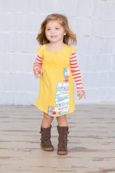 Girls Back to School Books & Stripes Dress<br>12 Months ONLY