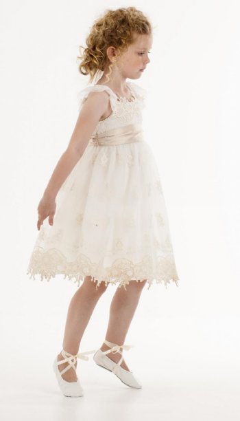 Biscotti Ivory Elegance Empire Waist Dress<BR>4T to 10 Years<BR>Now in Stock