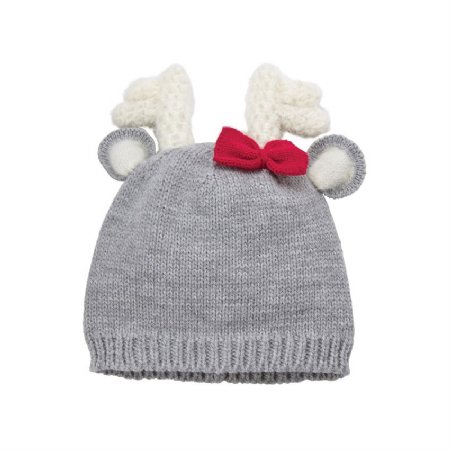 Infant Mud Pie Womens Deer Bow Knitted Hat 