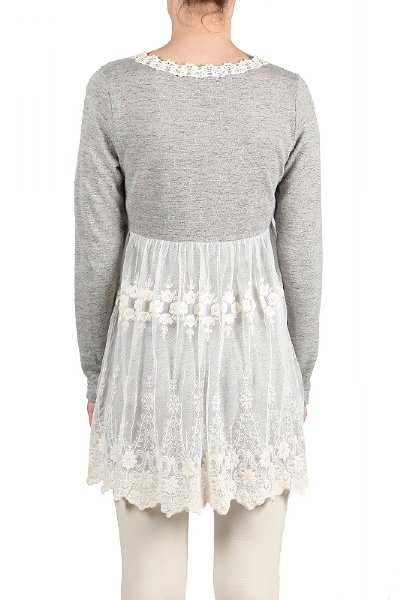 Women's Flower Lace Tunic In Grey - Newly Added