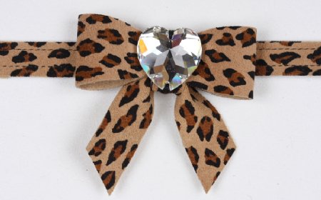 Susan Lanci Cheetah Tail Heart Crystal Collar<BR>Now in Stock