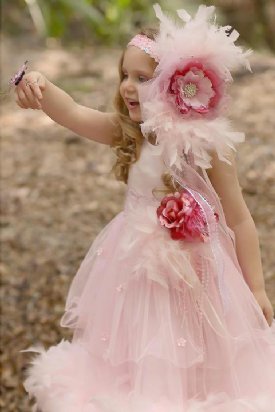 BJ Couture Pink Princess Gown<br>Head Piece Available Too!<br>Amazing for Portraits or Weddings!!