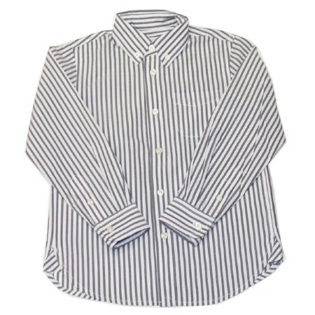 Boys Grey & White Stripe Button Down Shirt<BR>2T to 12 Years<BR>Now in Stock