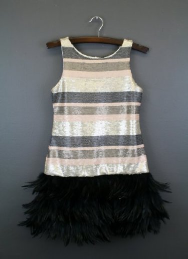 Girls Sequin Feather Bottom Dress 7 & 8 Years ONLY