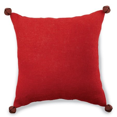 Burlap Jingle Bell Pillow<BR>Pillow Wraps Also Available!<BR>Now in Stock
