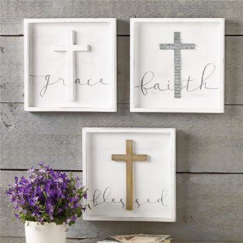 Easter 2018 Cross Sentiment Plaques<BR>3 Styles Available!<BR>Now in Stock