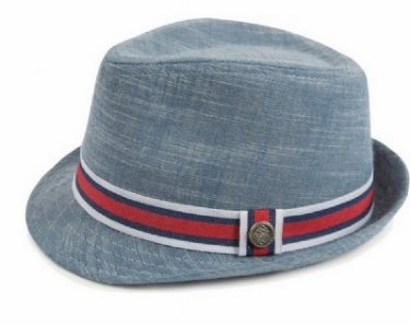 2015 Andy & Evan Blue Chambry Fedora w/Red Band<BR>Now in Stock