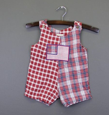 Boys Red Plaid Shortall<BR>Now in Stock