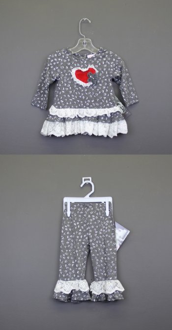 Fall in Love Top & Ruffle Pant Set<BR>3T & 4T ONLY