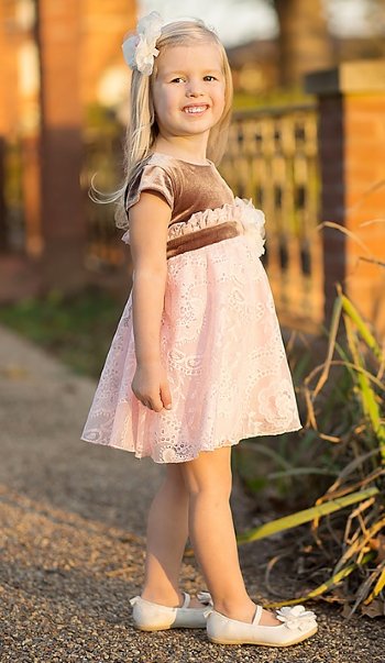 Lacey Lovely Velvet Dress<BR>4T & 5 Years ONLY