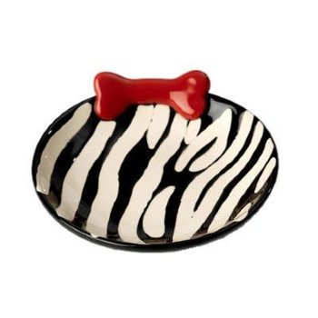 Petrageous Designs Zebra Buzz Bone 5" Bowl<BR>Pink or Red Available!