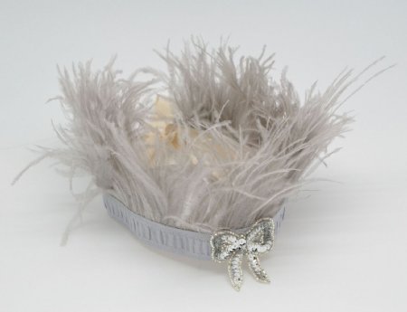Silver Sequin Bow Crown w/ Silver Feathers
