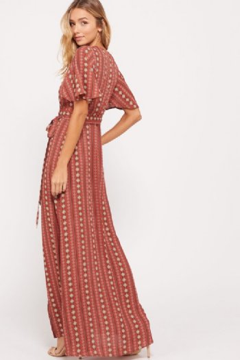 Women's Printed Wrap Maxi Dress<BR>Now in Stock