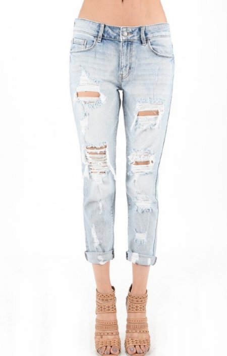 Women's Vintage Tattered Mid Rise Crop Jean Now in Stock