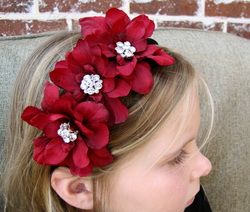 Red Triple Flower Headband