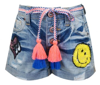 Spring 2018 Denim Patch Shorts<BR>4 to 14 Years<BR>Now in Stock