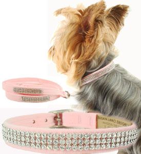 Susan Lanci Puppy Pink Giltmore 3 Row Collar<BR>Now in Stock
