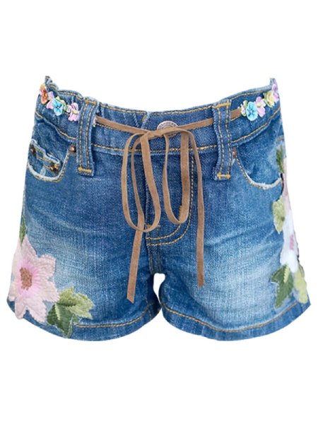Girls Flower Patch Denim Shorts 3T ONLY