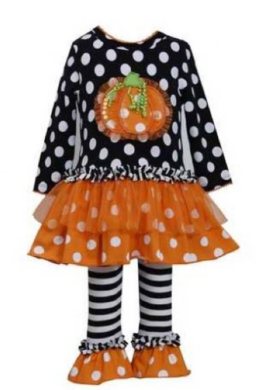Girls Halloween Pumpkin Polkadot Set<br>12 Months ONLY