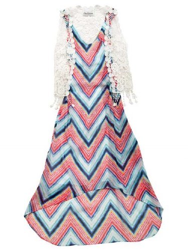 Chevron Maxi With Boho Vest<BR>4 Years & 6X ONLY