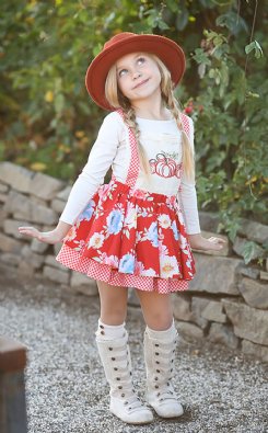 Girls Embroidered Pumpkin Jumper Dress <br>2 to 12 Years<br>Now In Stock!