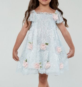 Biscotti 2019 Lace Gardens Collar Dress in Blue<BR>2T to 12 Years<BR>Now in Stock