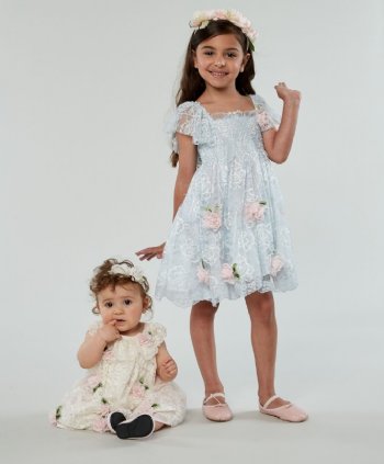Biscotti 2019 Lace Gardens Collar Dress in Blue<BR>2T to 12 Years<BR>Now in Stock