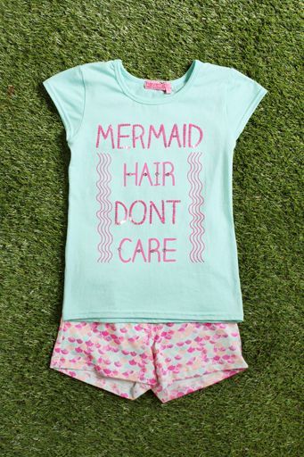 Tween Mermaid Hair Tee & Short Set<BR>Now in Stock