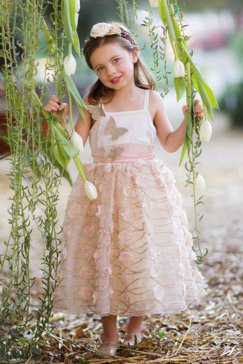 Girls Spring Dahlia Butterfly Dress<BR>12 Months to 12 Years<BR>Now in Stock