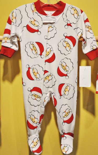 Infant Santa Print Footed Pajama<br>9 Months ONLY
