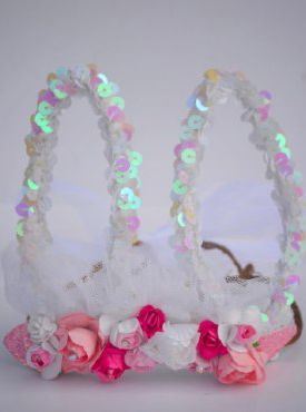 Couture Bunny Ears Crown in White