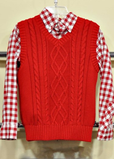 Boys 2014 Red Check Shirt<BR>6 to 12 Years ONLY