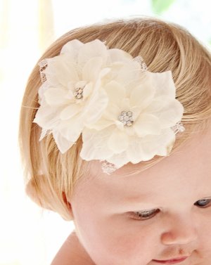 Ivory Double Flower Snap Clip Hair Accessory
