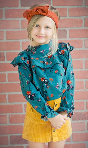 Girls Boho Blue Ruffle Top Preorder<br>2 to 8 Years