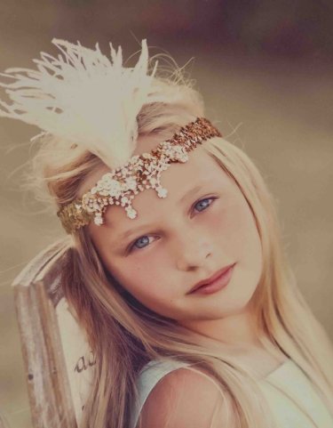 Enchanted Princess Gold Sequin Feather Headband<BR>Now in Stock