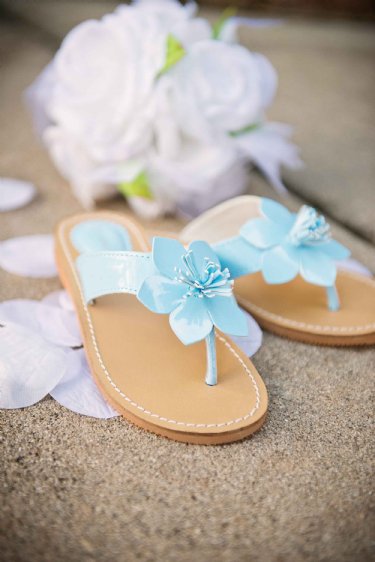 Girls Blue Hibiscus Flower Sandal<BR>Now in Stock